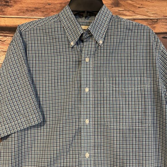 Wrangler Riata Western Shirt Medium Blue Plaid Shirt Sleeve Button Down Cowboy - Picture 2 of 9